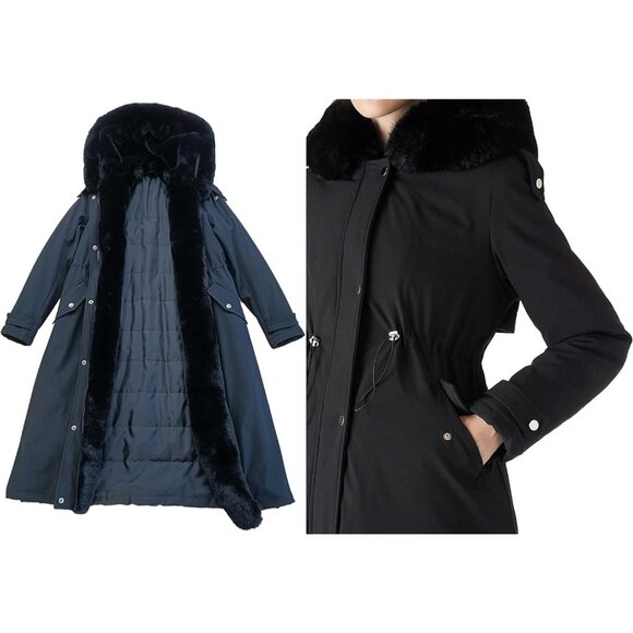 🆕 Women Black Long Fur Collar Hooded Winter Parka Puffy Coat Warm Bubble Jacket - Picture 4 of 6
